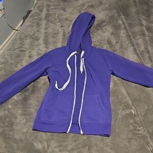 Purple Hoodie with White Drawstrings